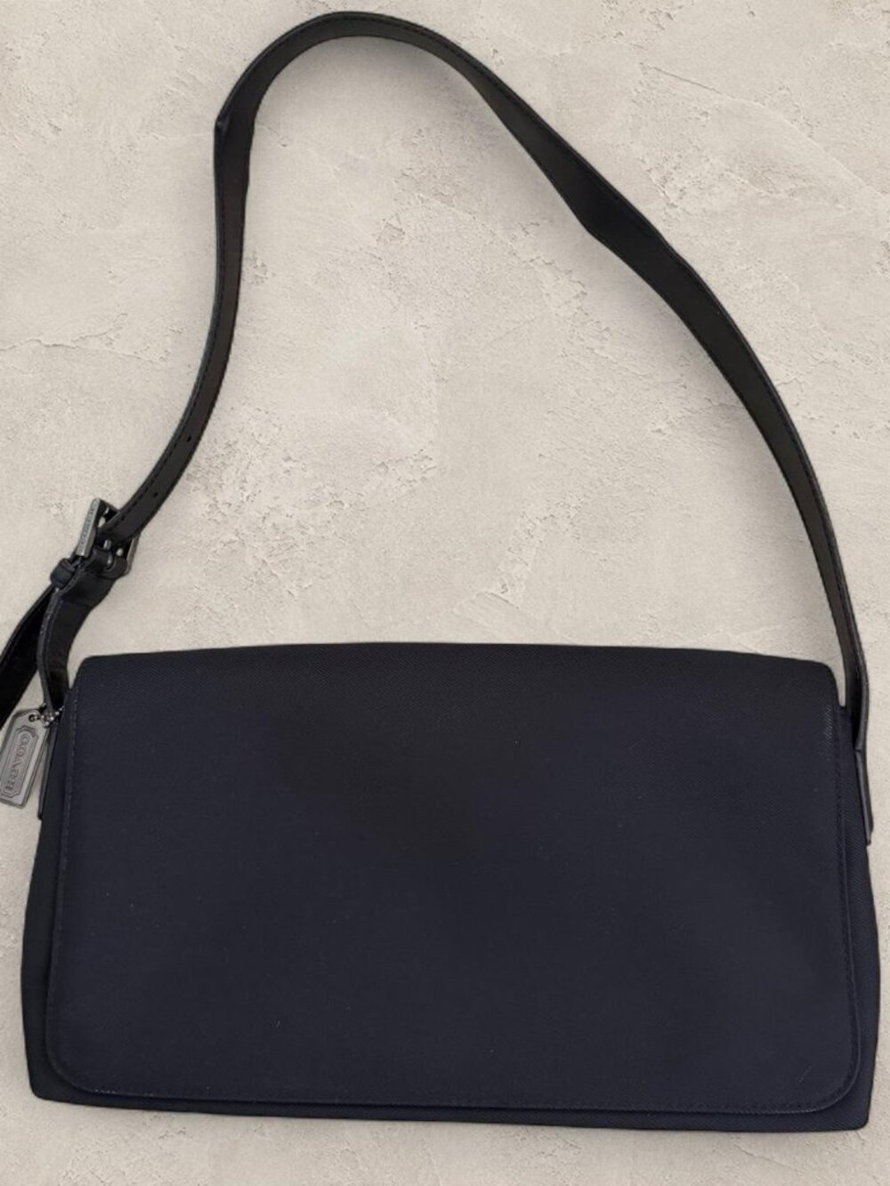 Vintage Coach Mercer 7413 Black Twill Leather Shoulder Bag Y2K